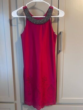 Girls Red Embellished Neck Sheath Dress - Size 14 - New Without Tags